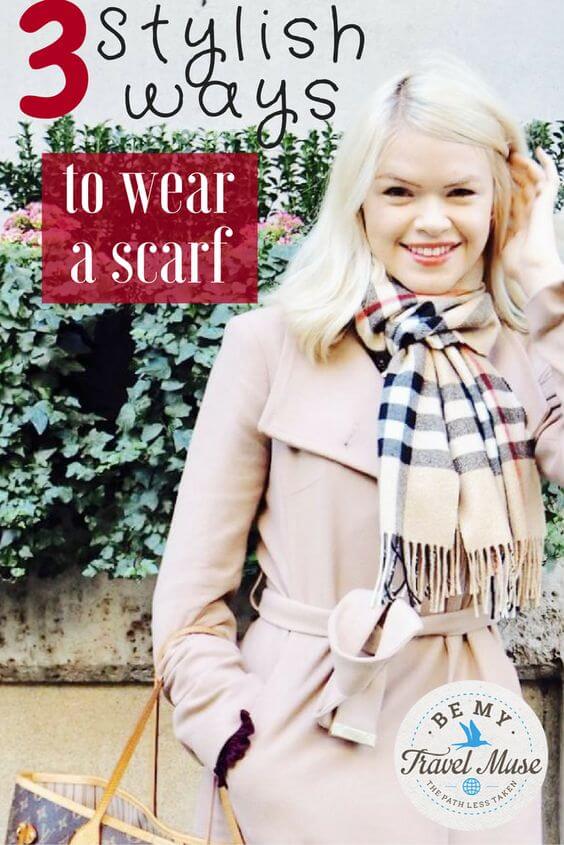 Fashion tips: Stylish ways to wear a scarf. Read more at https://www.bemytravelmuse.com/how-to-style-scarf/