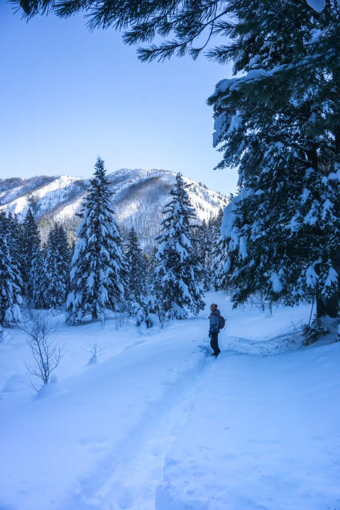 Wintery hike in the mountains near Boise, Idaho