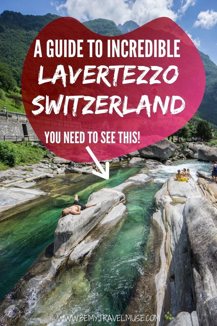A guide to visiting incredible Lavertezzo, Switzerland, known for the crystal clear turquoise river that runs through it and makes for perfect swimming and sunbathing. #Lavertezzo #Switzerland
