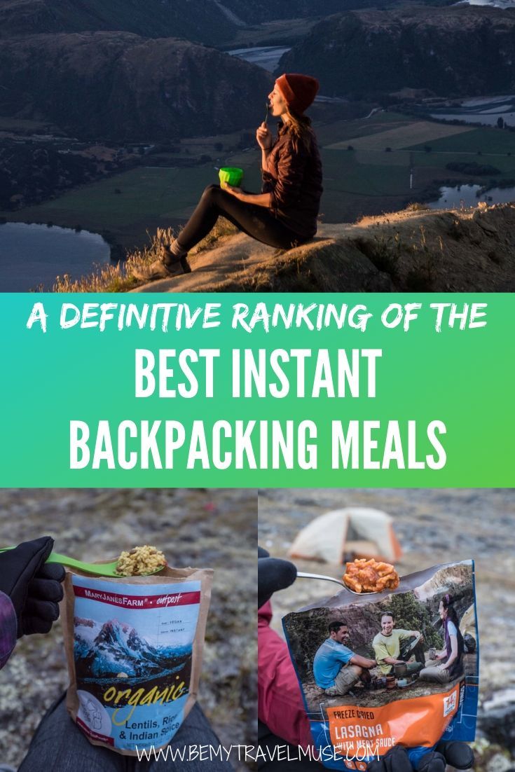 A Definitive Ranking of the Best Instant Backpacking Meals. Based on my own personal experience while backpacking in remote wilderness destinations, these are my favorite (and least favorite) backpacking meals and brands. From burritos to mac and cheese, you don't have to forgo delicious, filling food when hiking and trekking. | Be My Travel Muse #Backpacking #Hiking