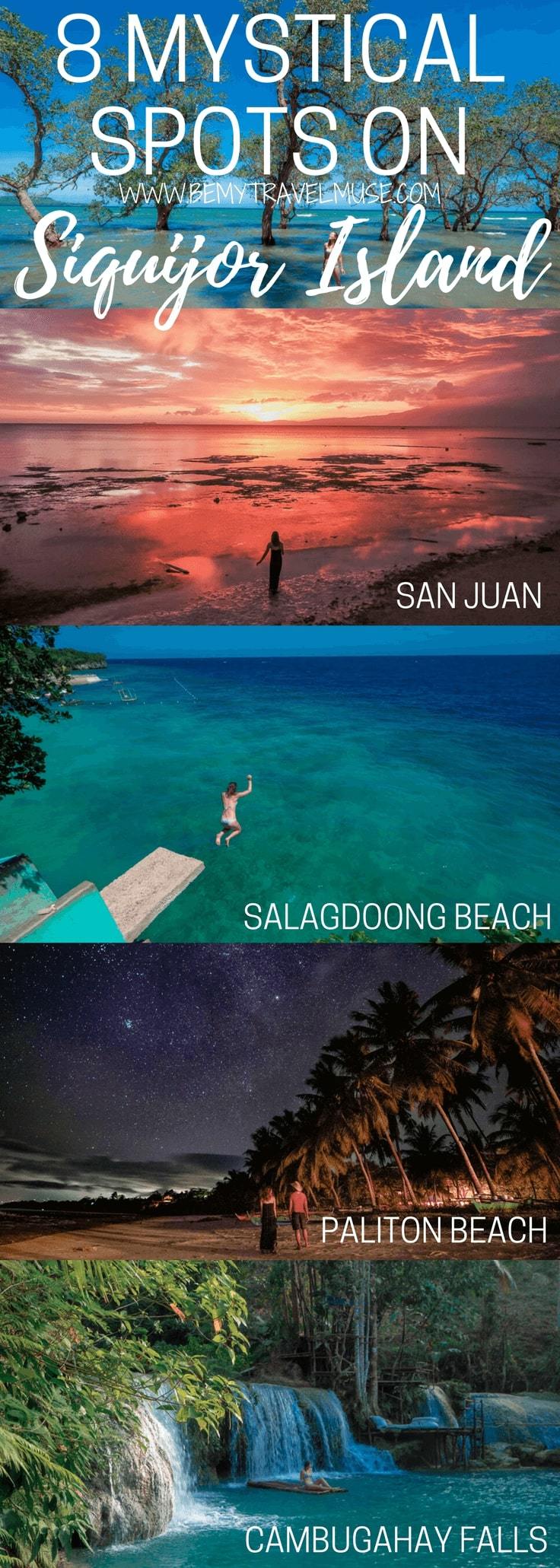 The 8 best spots you HAVE to go when on the mystical Siquijor Island of the Philippines - best beaches, best waterfalls, unique stops, plus tips on where to stay included. What a beautiful paradise! Be My Travel Muse | Salagdoong Beach | Balete Tree | Cambugahay Waterfalls | Glamping Philippines