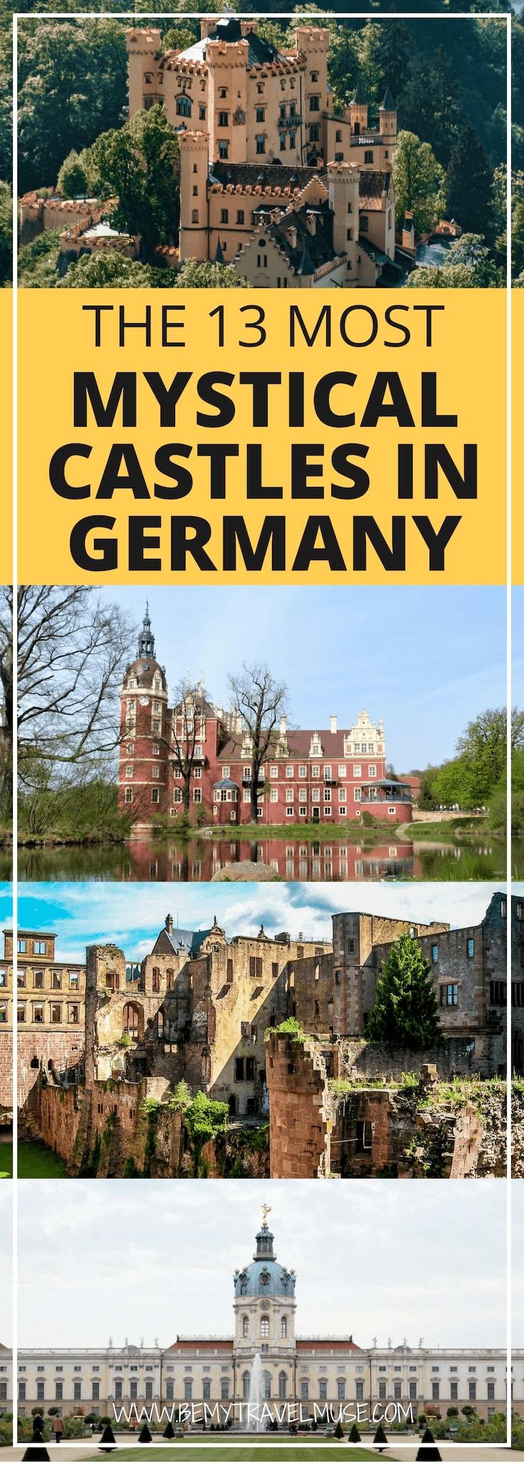 If you like mystical castles, you need to visit Germany! I rounded up 13 of the most beautiful castles in Germany that will help you plan your dream trip. From the popular Hohenzollern to some lesser known ones, pictures and what makes each of them so special included. #Germany #Castles