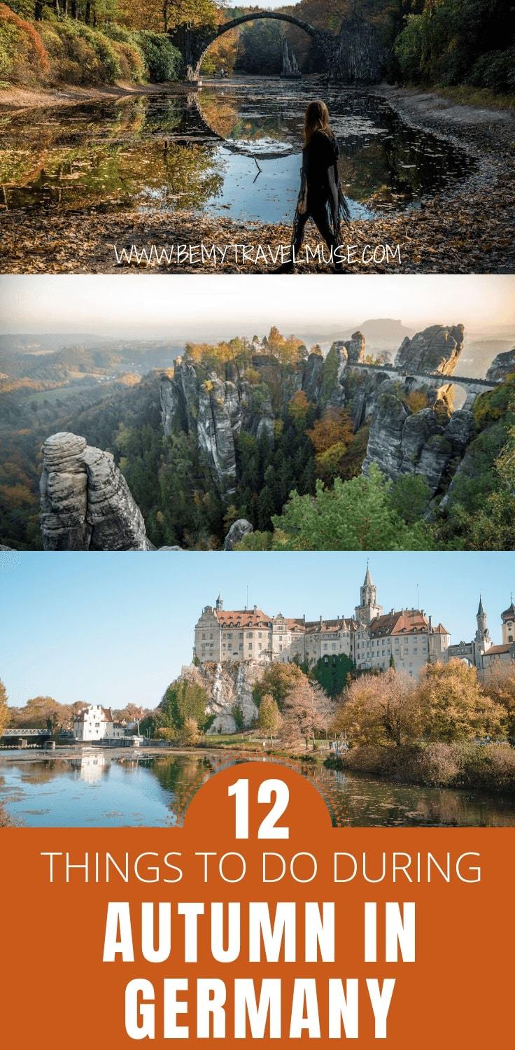 Visiting Germany in the fall? Here are 12 amazing things to do (and best places to go) during autumn in Germany. Some spots are iconic and typical, some are off the beaten path. Click to read the full post and start planning your fall trip to Germany now!