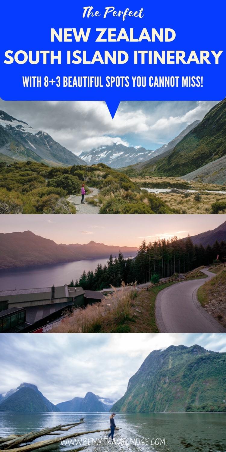 Planning a South Island New Zealand road trip? This itinerary covers 8 gorgeous stops, each with unique things to do, plus accommodation guide, route planning tips, and more photos to inspire you to start planning a perfect South Island itinerary! #SouthIsland #NewZealand