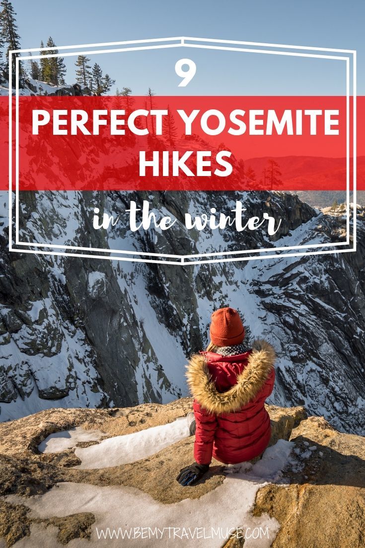 Yosemite National Park is stunning all year round, but especially magical in the winter! If you are planning a winter trip to Yosemite, be sure to check out these hikes, including the Lower Yosemite Falls, Valley Loop, Mirror Lake, and so much more! #Yosemite