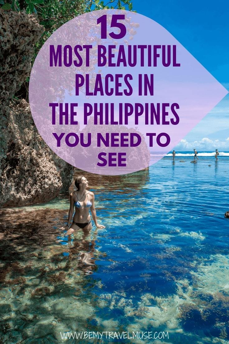 planning a trip to the Philippines? Picking where to go can be overwhelming, considering how many islands there are! To help you plan your Philippines itinerary, here are 15 most beautiful places in the philippines, with some off the beaten path spots that you may not have heard of. #Philippines