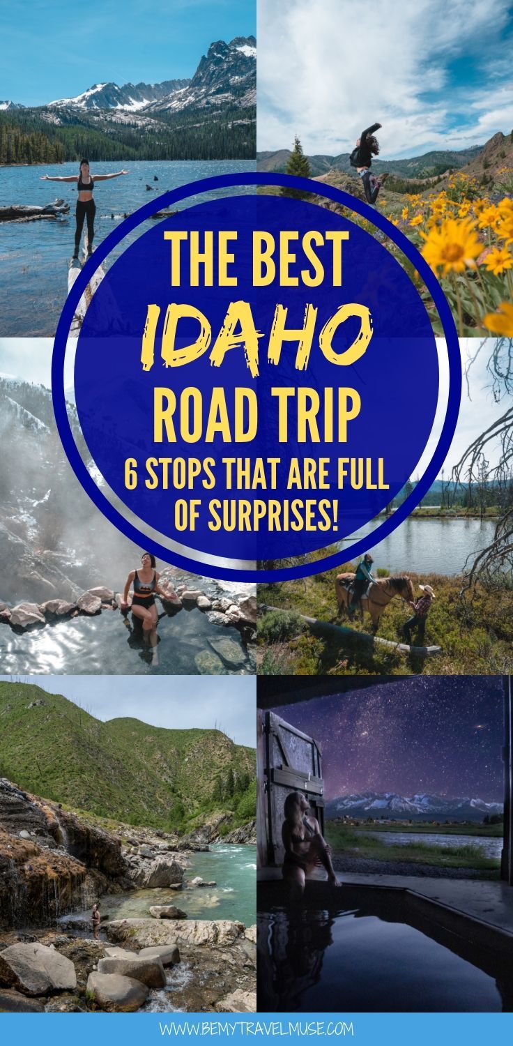 This epic Idaho road trip itinerary includes 6 amazing stops that are full of surprises! If you are into beautiful hot springs, hiking, all things nature and outdoor activities, this road trip is perfect for you. Click to read now and start planning your trip! #Idaho #USARoadTrip