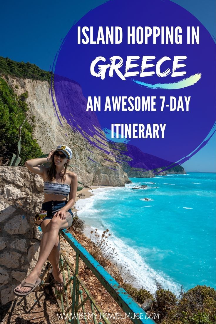 An awesome itinerary that will help you plan the most amazing 7-day island hopping trip in Greece, for the Cyclades, Ionians, and Saronic Gulf to ensure that you enjoy the Greek islands to the fullest. #Greece