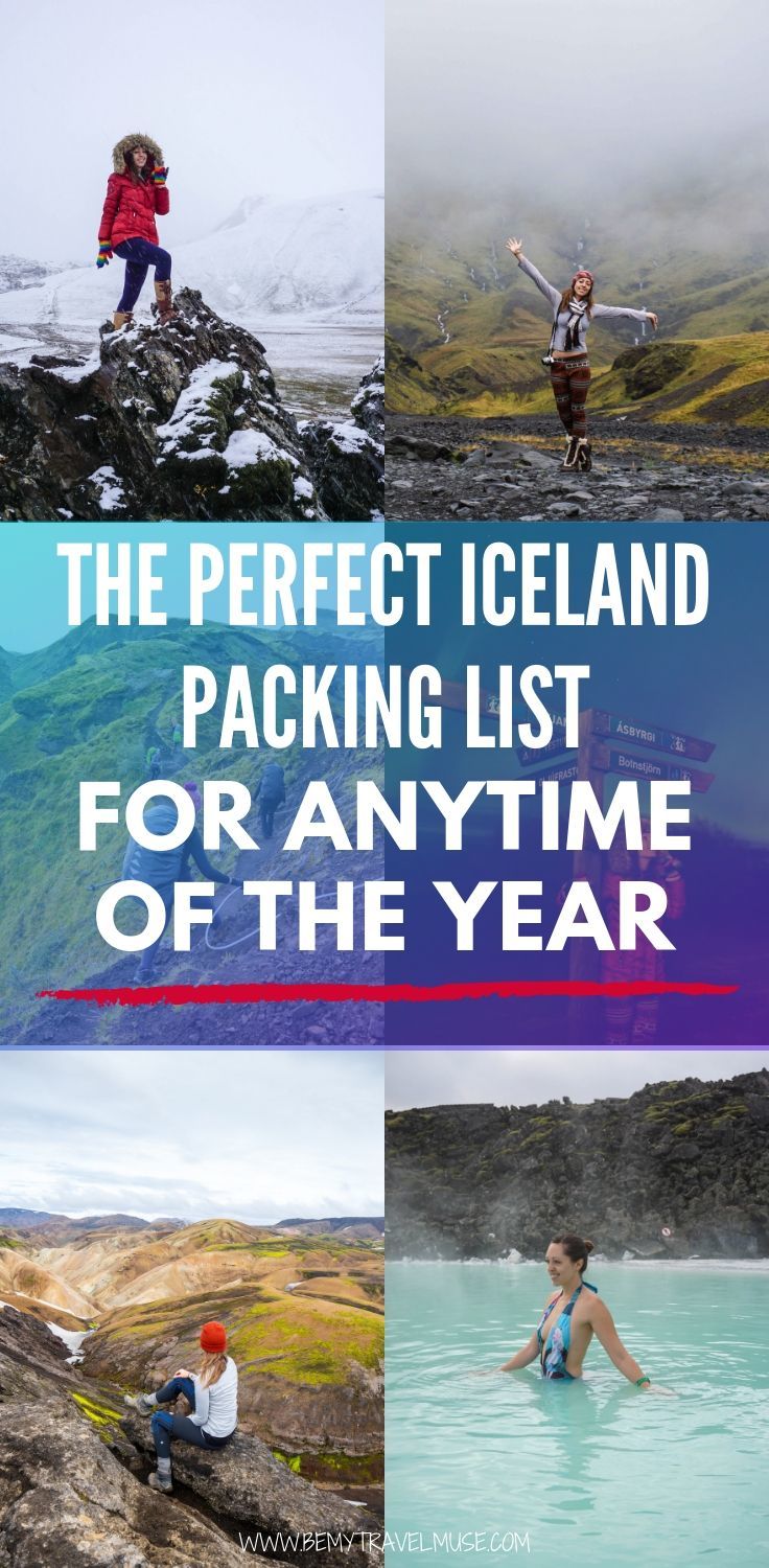 Iceland's climate is diverse and unpredictable. Regardless of the time of year, you will need waterproof clothing and layers. Here's an awesome packing list for Iceland that works for any time of the year, plus insider tips to help you out with packing and preparing for your trip #Iceland #IcelandPackingList