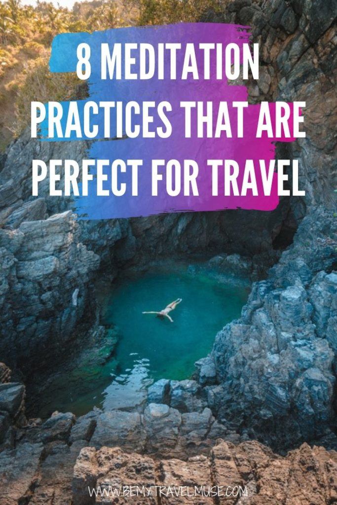 Meditating while you are traveling can be challenging due to your tight schedules and all of the distractions around you. Here are 8 simple and creative ways you can include meditation on your travels, to help you stay calm and present. #meditation