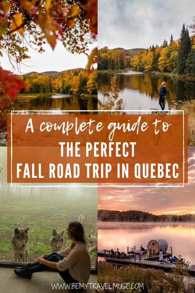 Click to get a complete guide to the perfect fall road trip in Quebec, Canada. This road trip begins at Ottawa and includes several stops like Gatineau, Montebello, Laurentians, and Mont-Tremblant National Park. Tips on where to stay and eat included! #Quebec #Canada