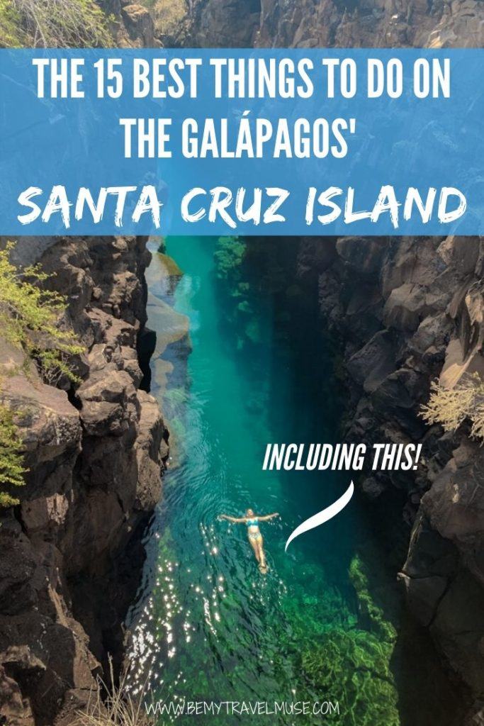 Here are the 15 best things to do on the Galápagos' Santa Cruz Island, including a day trip, diving spots, beautiful beaches, lava tunnels, and my personal favorite, Las Grietas. Click to read now to plan your trip to Santa Cruz!