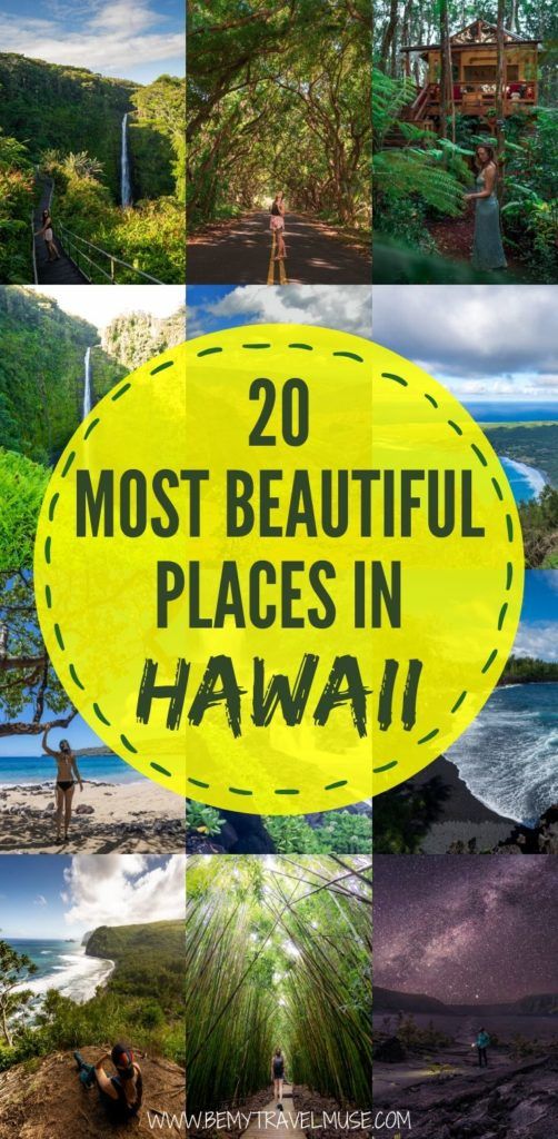 20 of the most beautiful places in Hawaii you must visit. Get inspired by photos from Hawaii Volcanoes National Park, Road to Hana, Akaka Falls, and so much more, and start planning a gorgeous trip to Hawaii! #Hawaii 