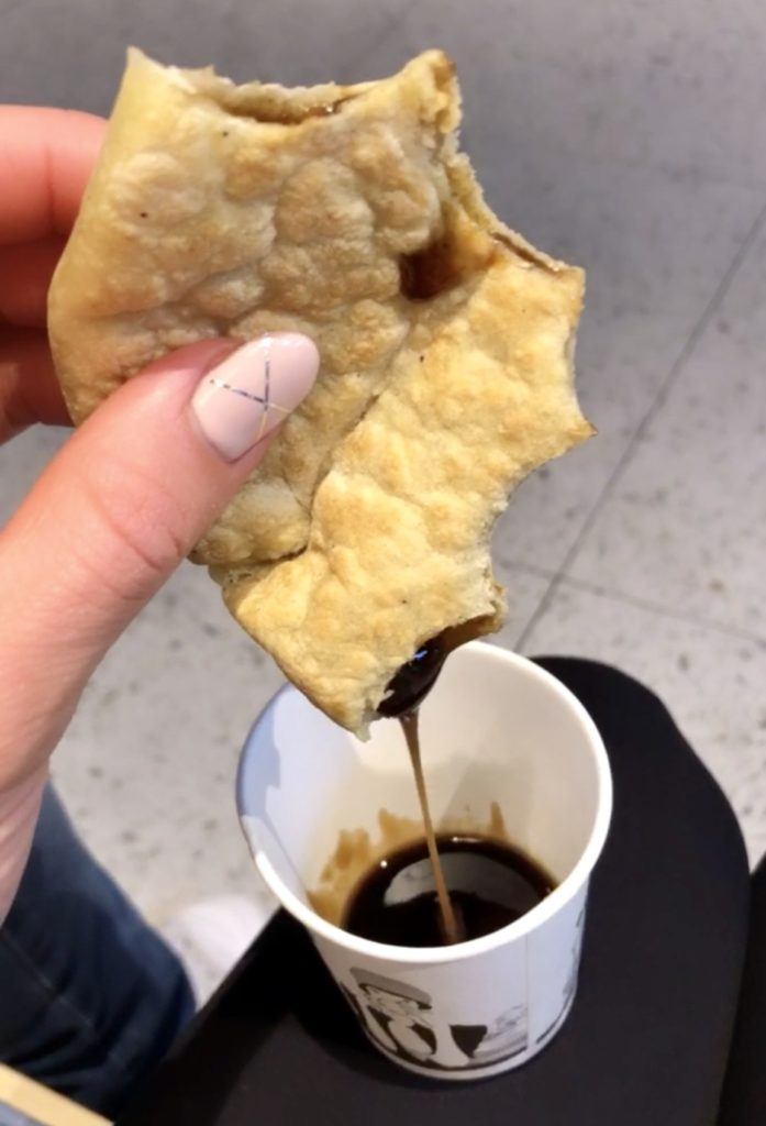 Hotteok Korean pancake with brown sugar syrup in South Korea