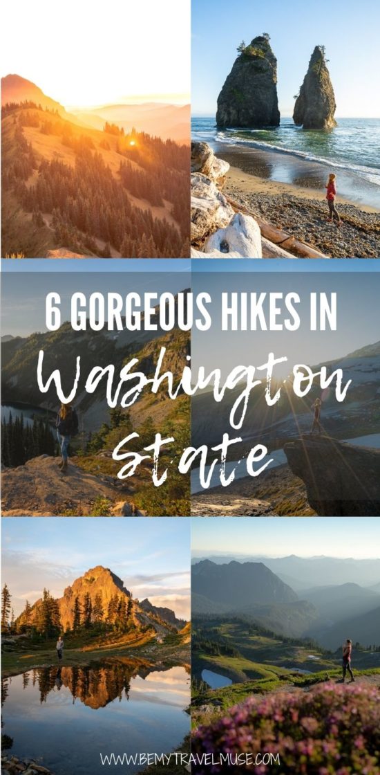 6 gorgeous hikes in Washington State that you can't miss, including the Skyline Trail, the Pinnacle Peak Saddle, Sunrise Viewpoint, Maple Pass, Lake Ingalls, and more. Get insider tips and plan your hiking trip to Washington now. #Washington