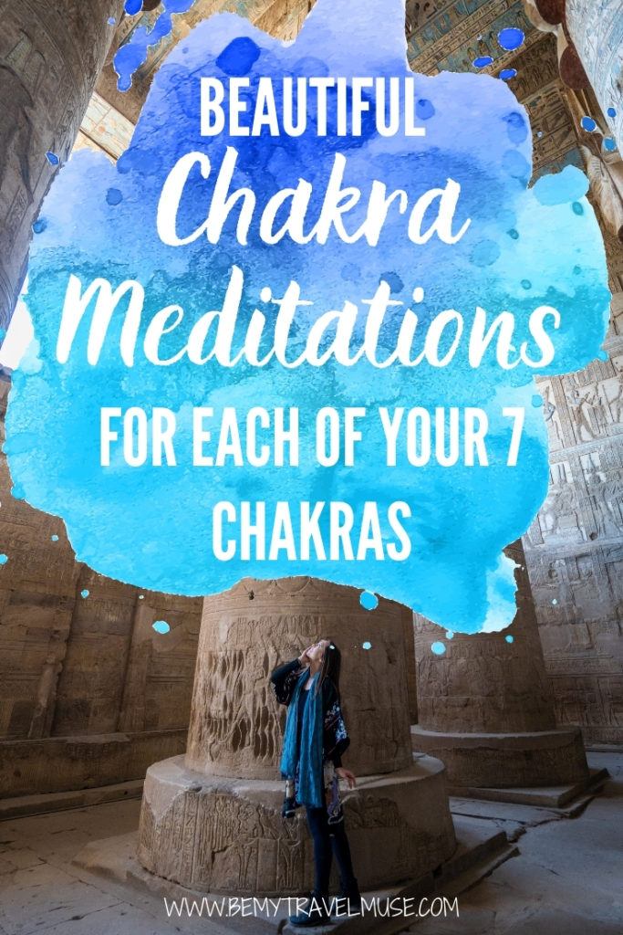 Beautiful guided chakra meditations for each of your 7 chakras: perfect for both beginners and long-time practitioners! These wonderfully curated meditations help rebalancing your energy centers, and help you feel safe, confident, and open. Click to see them now. #Meditation #Chakra