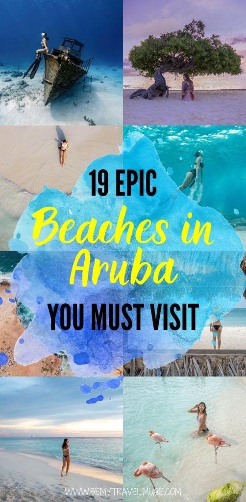 19 epic, unmissable beaches in Aruba you must visit when in this gorgeous South American country! Aside from the popular Flamingo beach, there are 18 other beaches that offer beautiful white sand, seclusion as well as a bunch of activities available. Click to see the list now! #Aruba