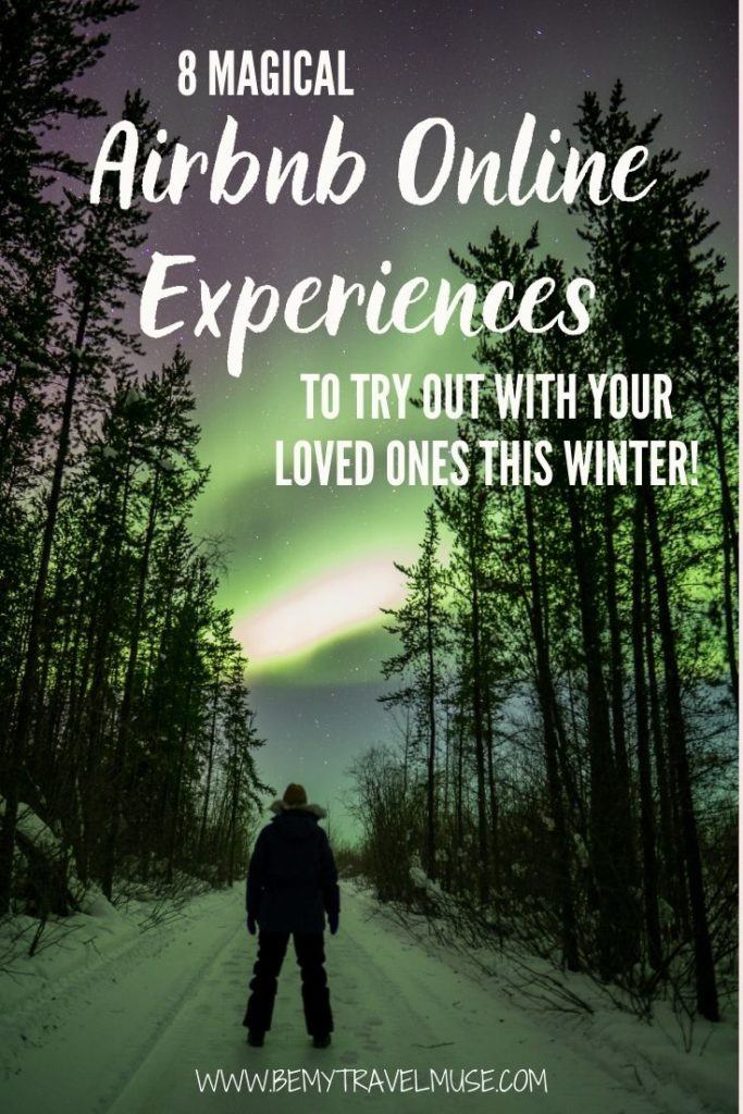 Looking for a unique way to celebrate the winter holidays with your loved ones? Here are 8 magical Airbnb Online Experiences that are perfect for virtual get-togethers. Learn how to bake and cook, get virtual travel experiences and take care of your fitness and wellness with these unique listings! #ad #Airbnb
