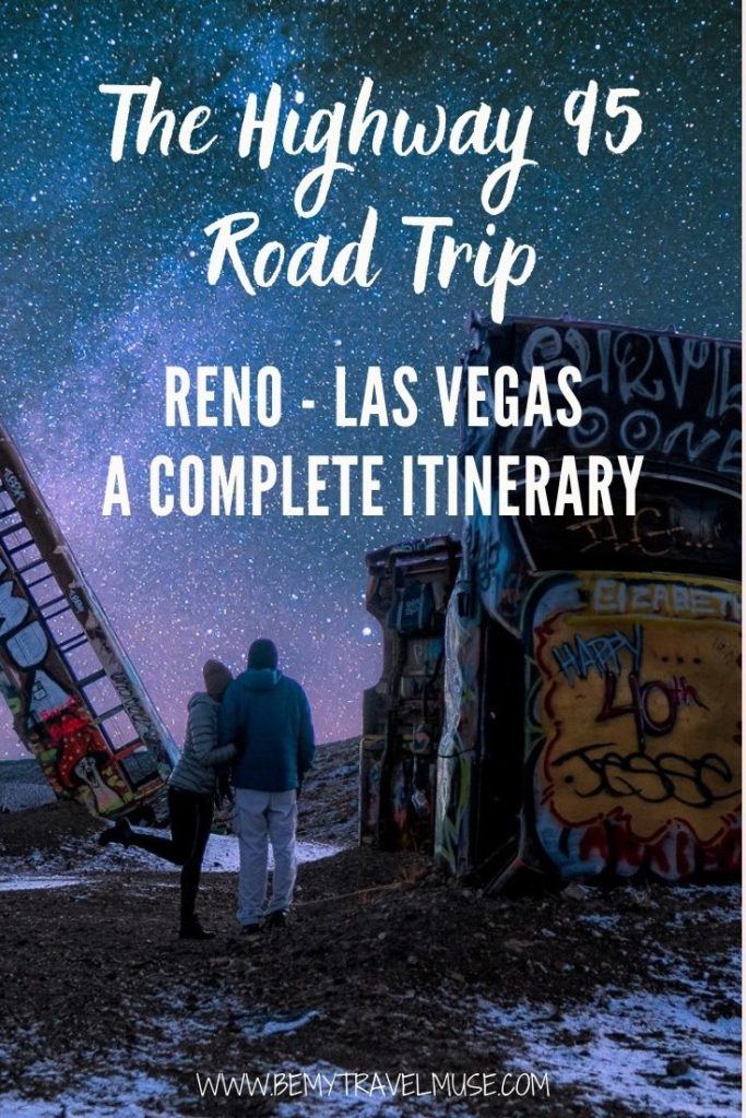 A complete itinerary for an epic road trip along Highway 95 in Nevada, between Los Angeles and Las Vegas. If you are into all things weird and quirky, this is the perfect road trip for you. Stops included hot springs, the most haunted hotel in America, open air museums and so on. See the itinerary + insider tips for yourself now! #Highway95