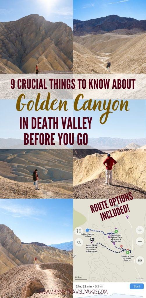 Golden Canyon in Death Valley National Park: 9 things you MUST know before you go! Get safety tips, route options and important information to make the most of your hike. #GoldenCanyon #DeathValleyNationalPark 