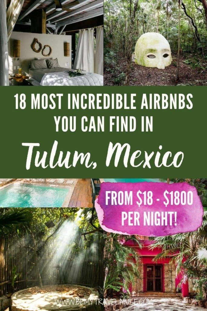 18 gorgeous Airbnbs you can find in Tulum Mexico on all budgets! Whether you are a solo traveler, traveling as a couple of a group of friends, this list has the perfect Airbnb in Tulum for you. Click to see all of the best places to stay while you are in Tulum, Mexico now. #Tulum #Mexico