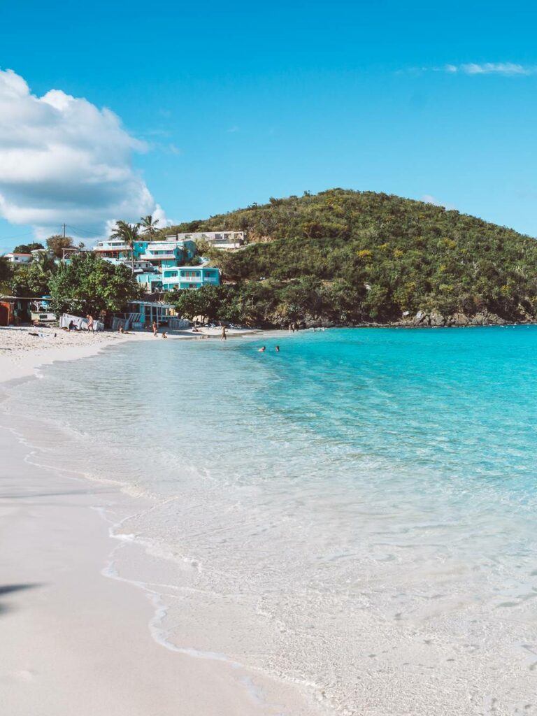 Bright blue water of Coki Beach in St Thomas USVI