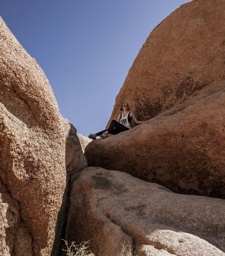 Sitting on the Jumbo Rocks at Joshua Tree.