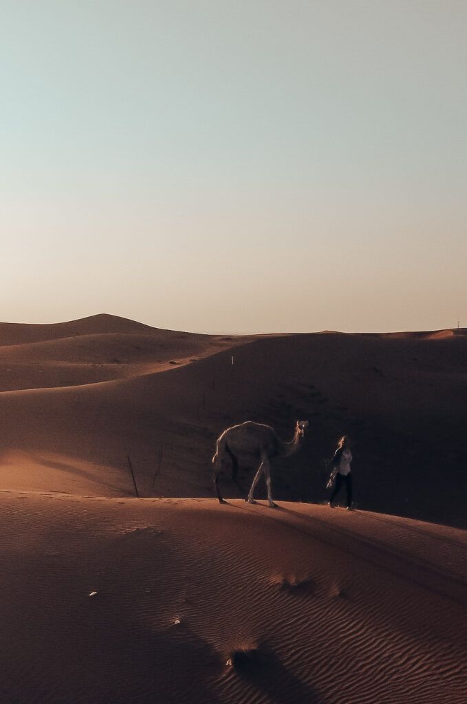 Solo female travel in the Dubai desert.