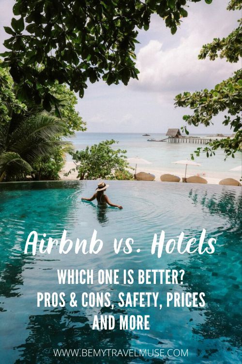 How do you decide on where to stay when traveling? Here's a breakdown on staying in an Airbnb vs. Hotel + the pros and cons of each. #airbnbvshotel #travelstays