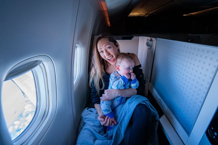 fly business class with a baby