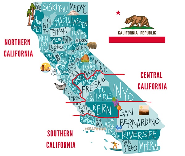 northern vs southern california map