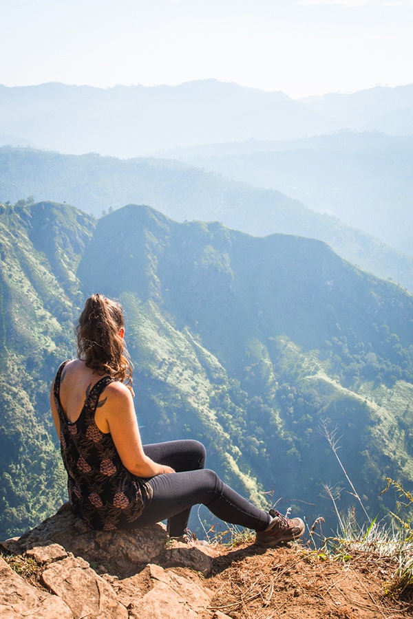 Enjoying the view during a backpacking trip in Sri Lanka.