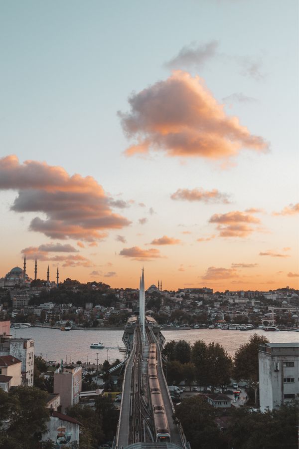 A view of Istanbul at sunset.